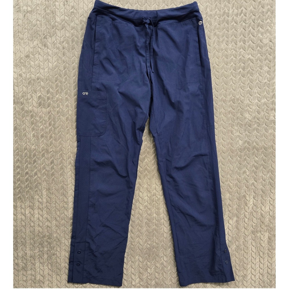 Barco One Navy Blue Scrub Cargo Pants Women's Size‎ S Drawstring Snap Ankle
